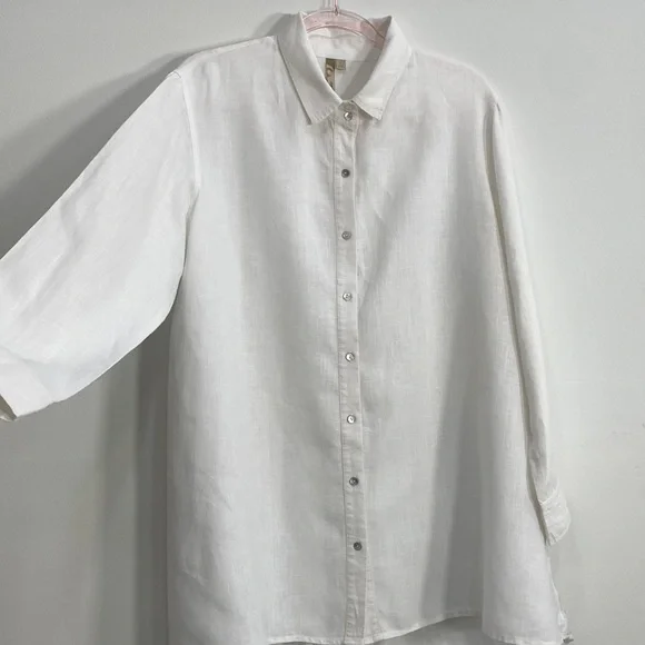 Comfy USA Button Down Top Line Blend Women's Large White - Picture 4 of 11